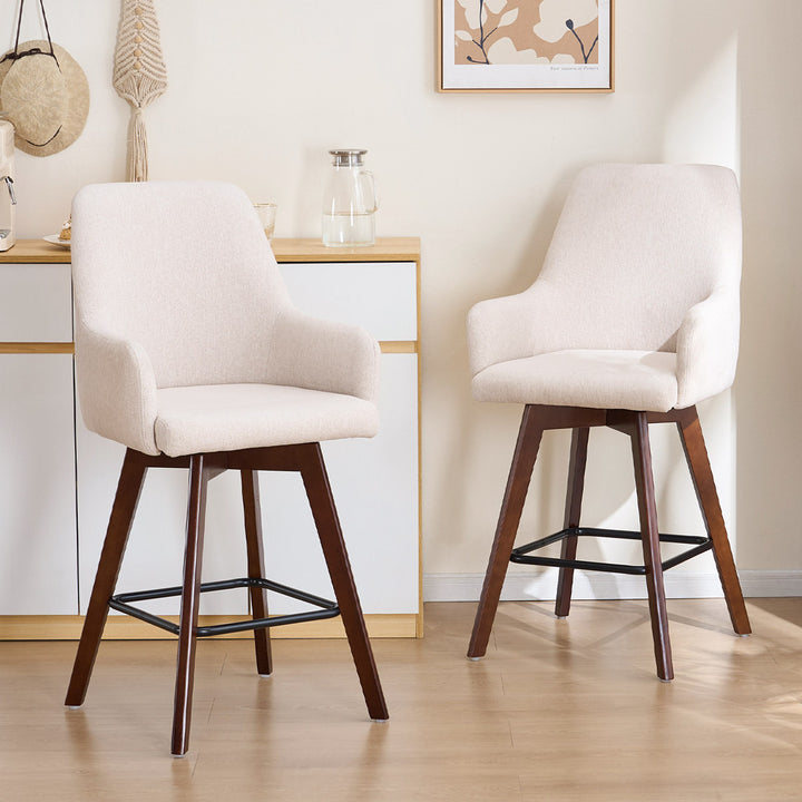 YOUNIKE Swivel Bar Chairs Wooden Bar Stools