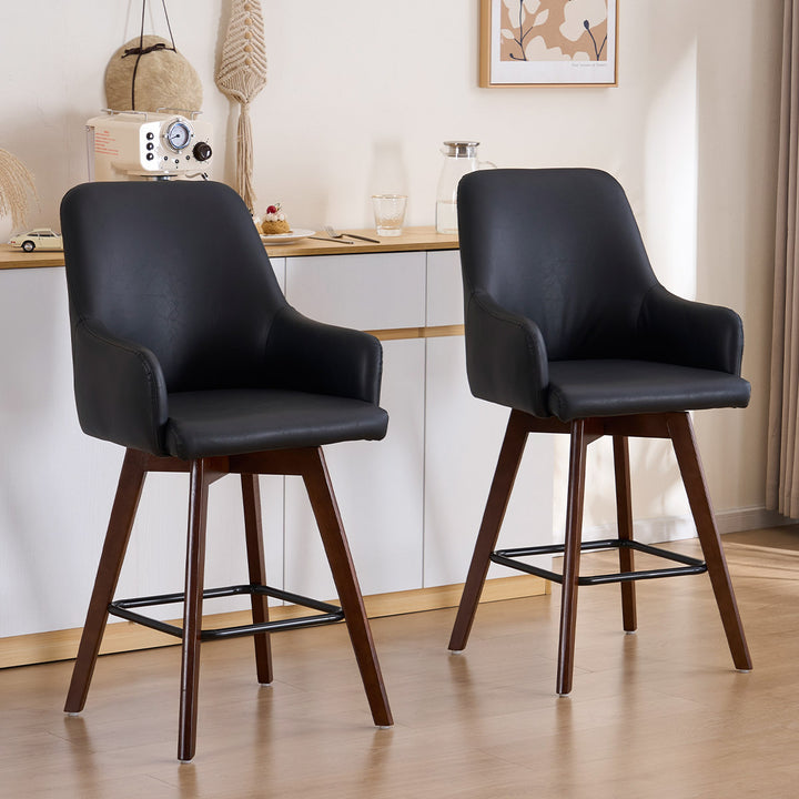 YOUNIKE Swivel Bar Chairs Wooden Bar Stools