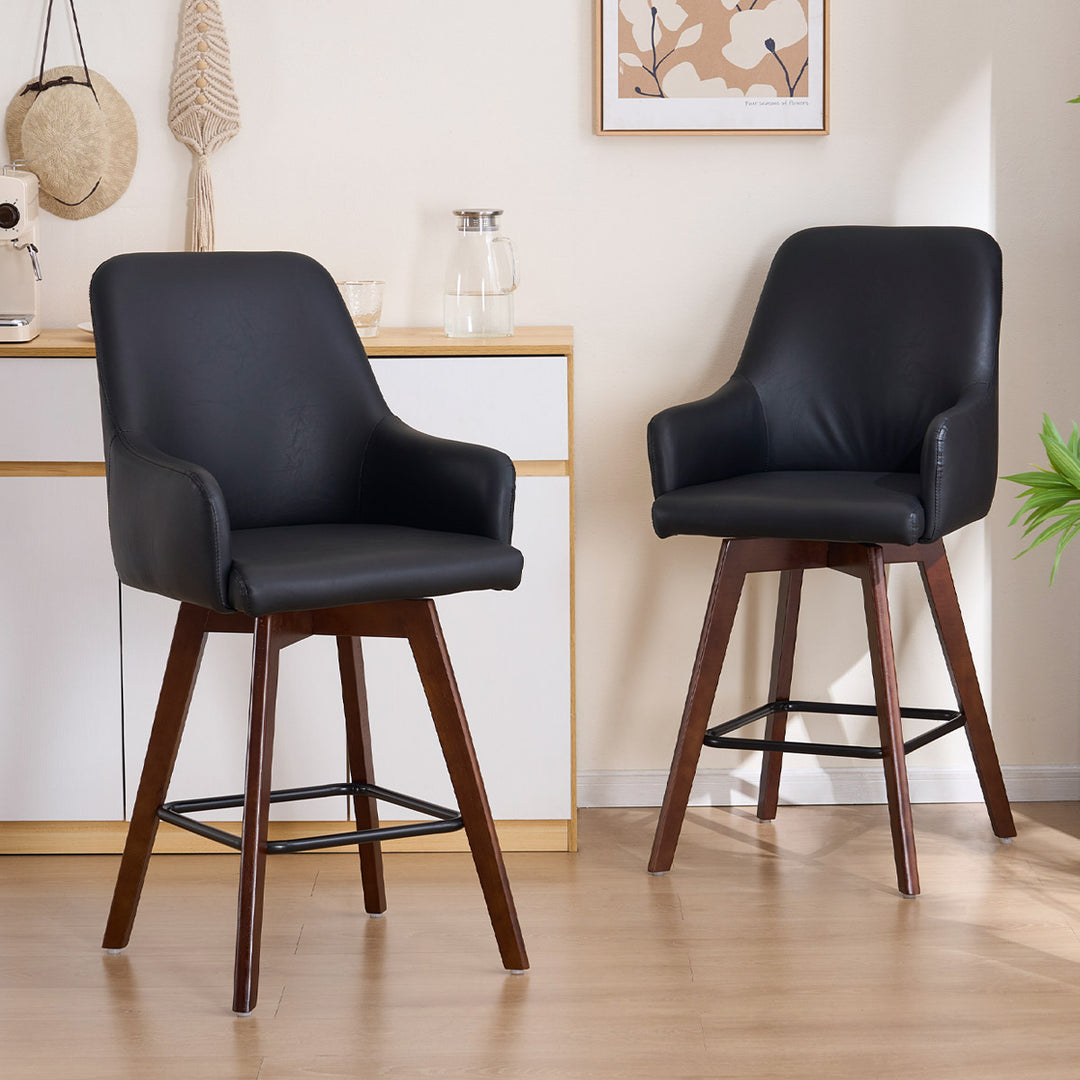 YOUNIKE Swivel Bar Chairs Wooden Bar Stools