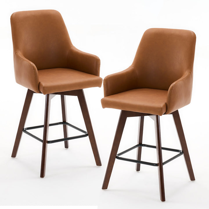 YOUNIKE Swivel Bar Chairs Wooden Bar Stools
