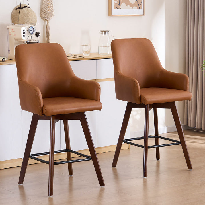 YOUNIKE Swivel Bar Chairs Wooden Bar Stools