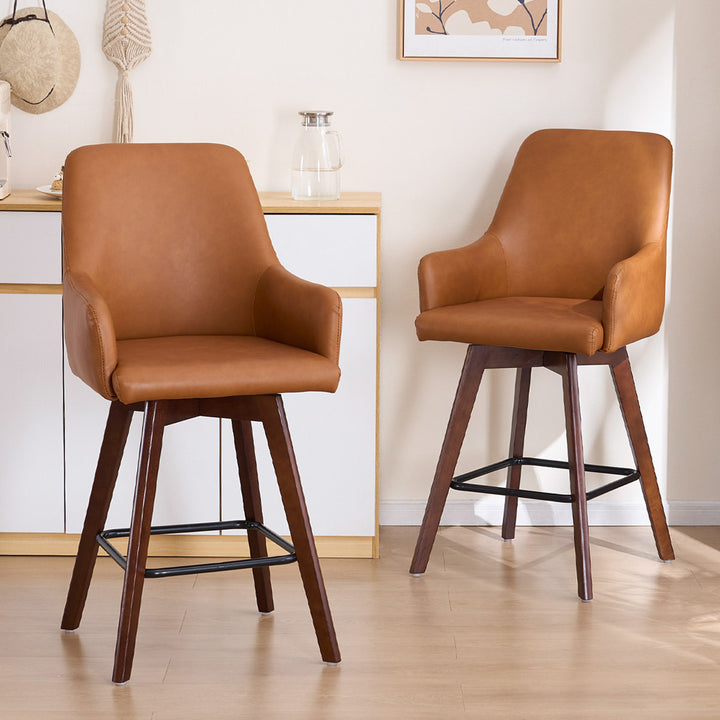 YOUNIKE Swivel Bar Chairs Wooden Bar Stools