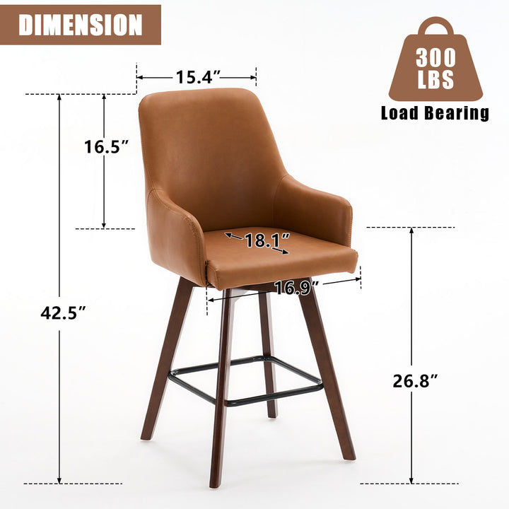 YOUNIKE Swivel Bar Chairs Wooden Bar Stools