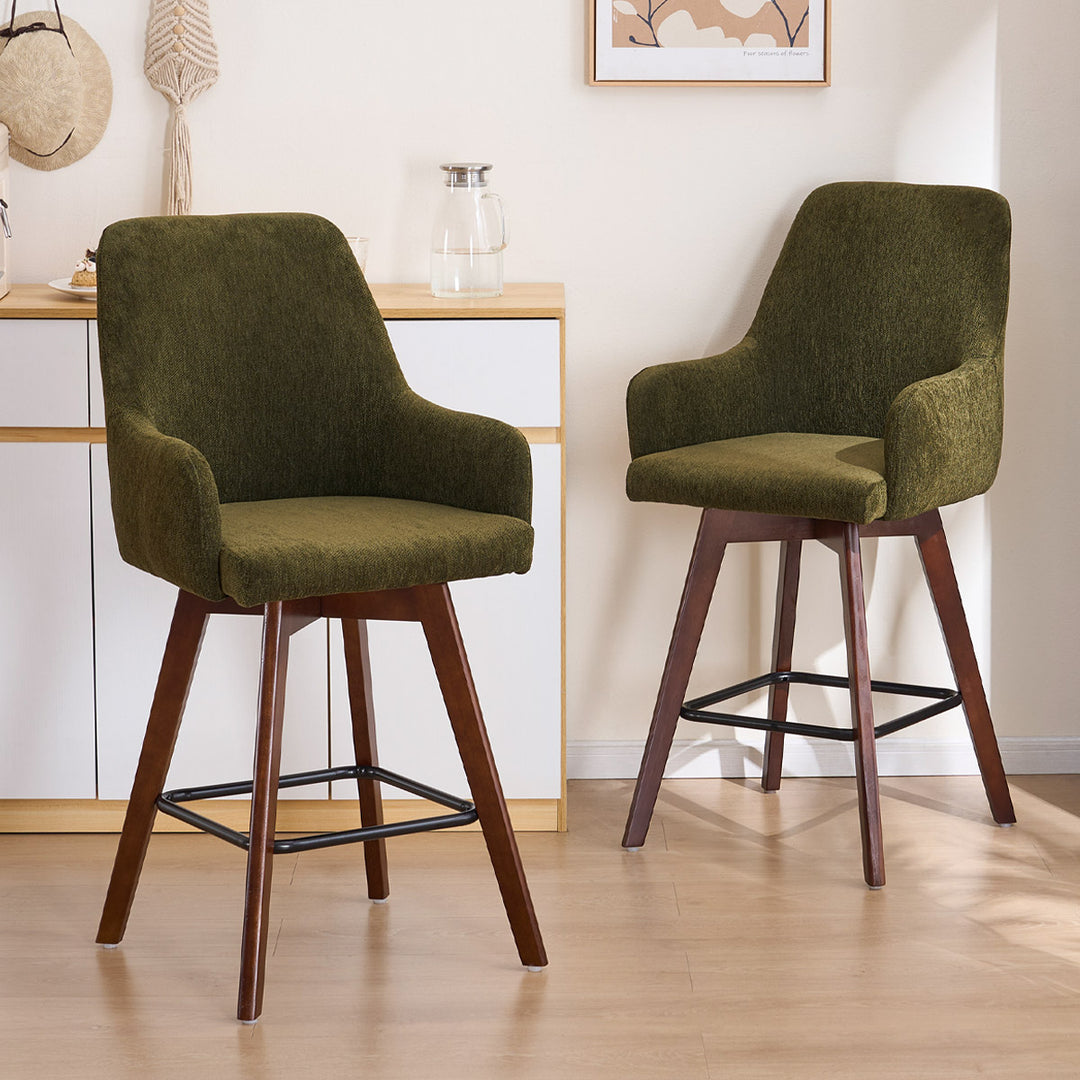 YOUNIKE Swivel Bar Chairs Wooden Bar Stools