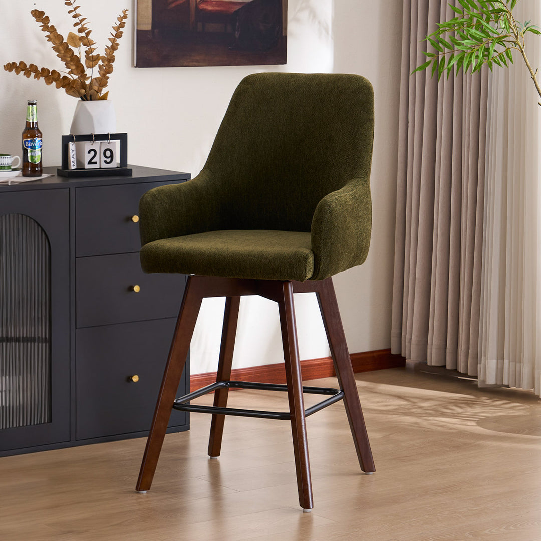 YOUNIKE Swivel Bar Chairs Wooden Bar Stools