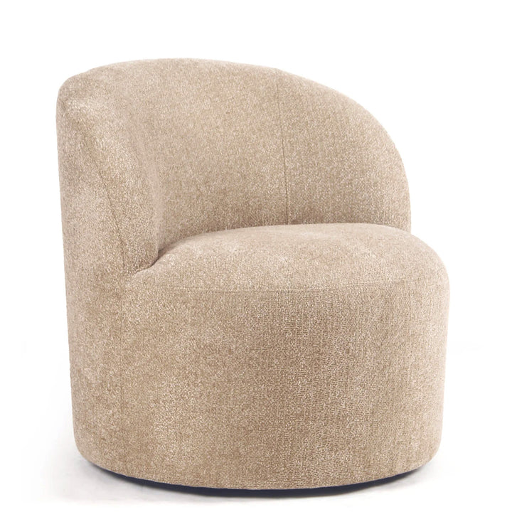 YOUNIKE Upholstered Accent Chair 360° Rotating Swivel Barrel Chair with Integrated Armrest