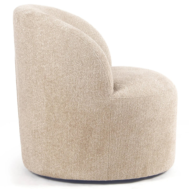 YOUNIKE Upholstered Accent Chair 360° Rotating Swivel Barrel Chair with Integrated Armrest