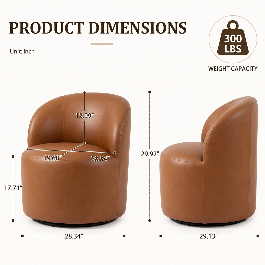 YOUNIKE Upholstered Accent Chair 360° Rotating Swivel Barrel Chair with Integrated Armrest