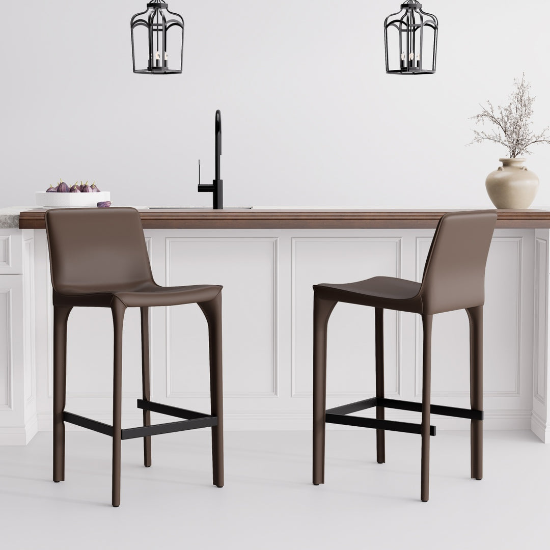 YOUNIKE Track Sadddle Leather Bar Stools