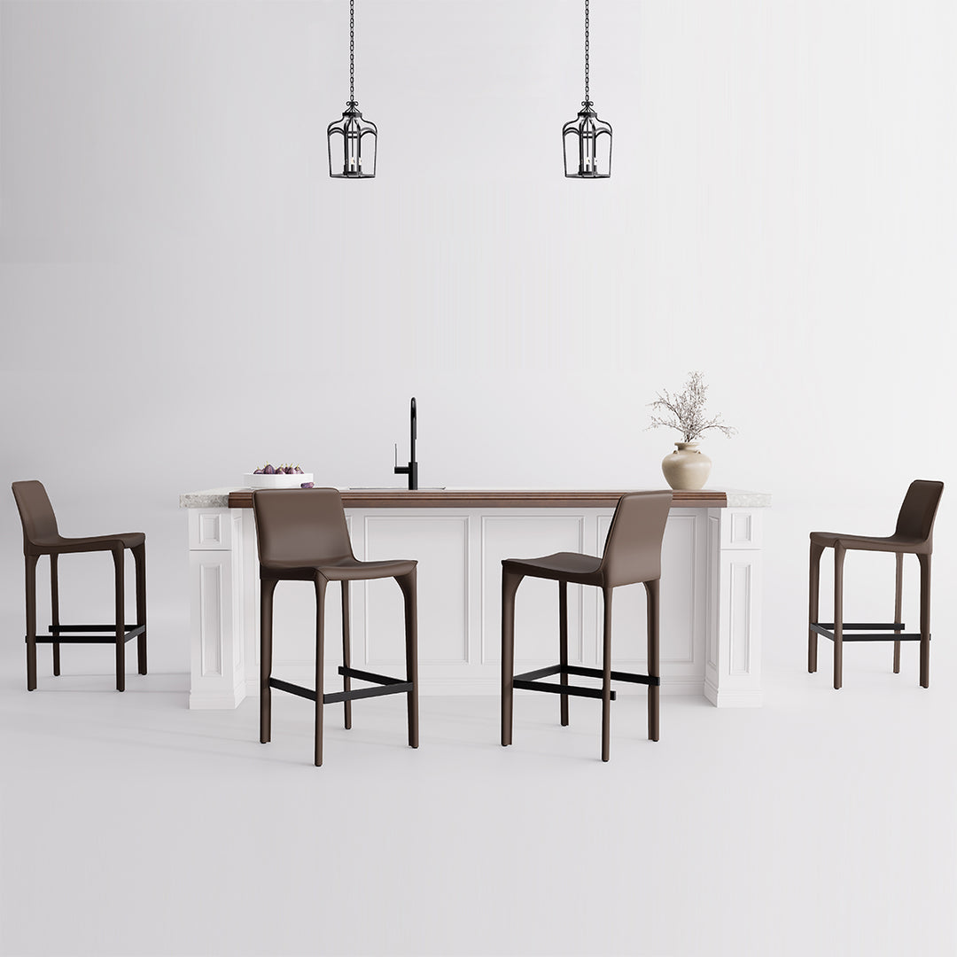 YOUNIKE Track Sadddle Leather Bar Stools