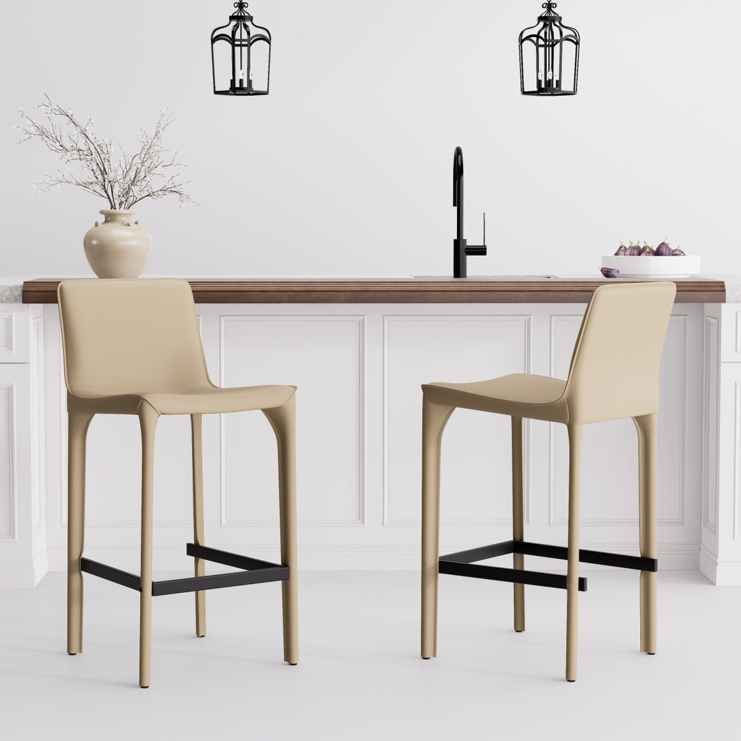 YOUNIKE Track Sadddle Leather Bar Stools