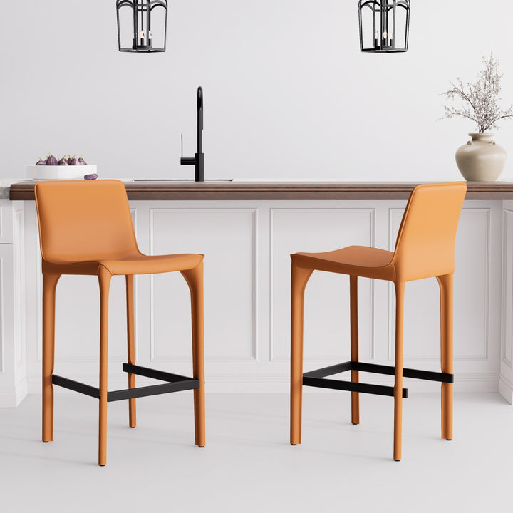 YOUNIKE Track Sadddle Leather Bar Stools