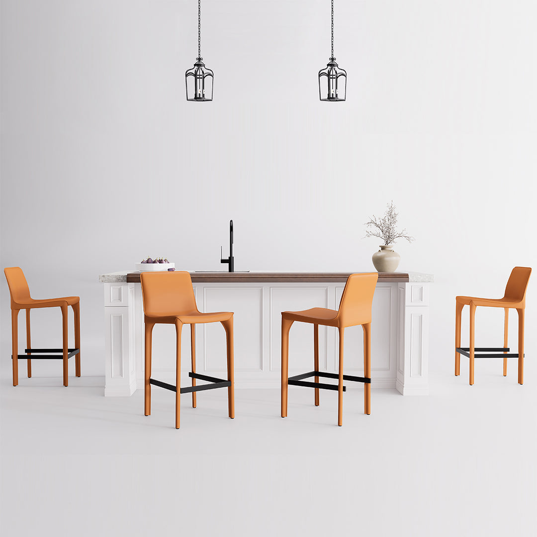 YOUNIKE Track Sadddle Leather Bar Stools