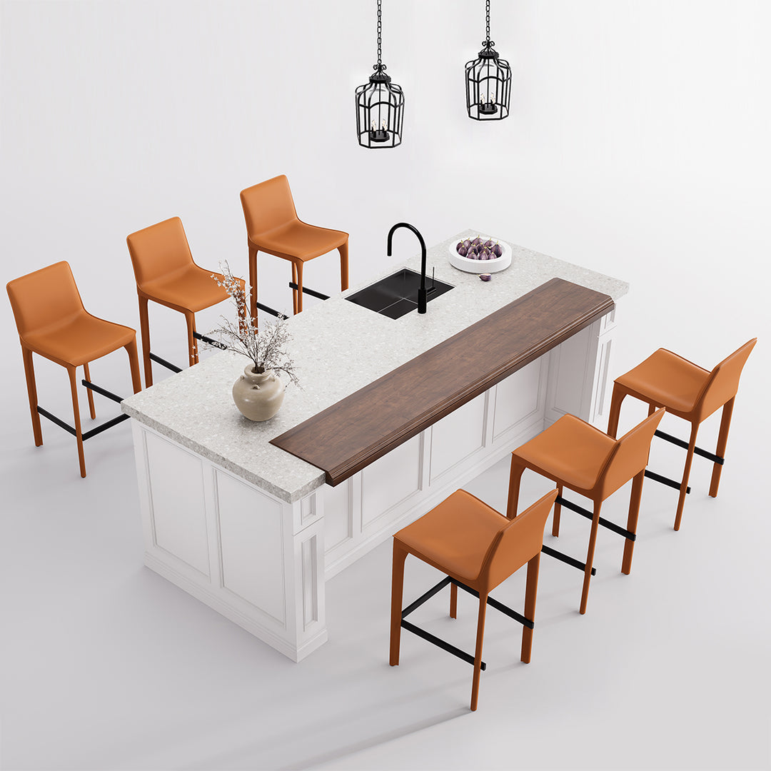 YOUNIKE Track Sadddle Leather Bar Stools