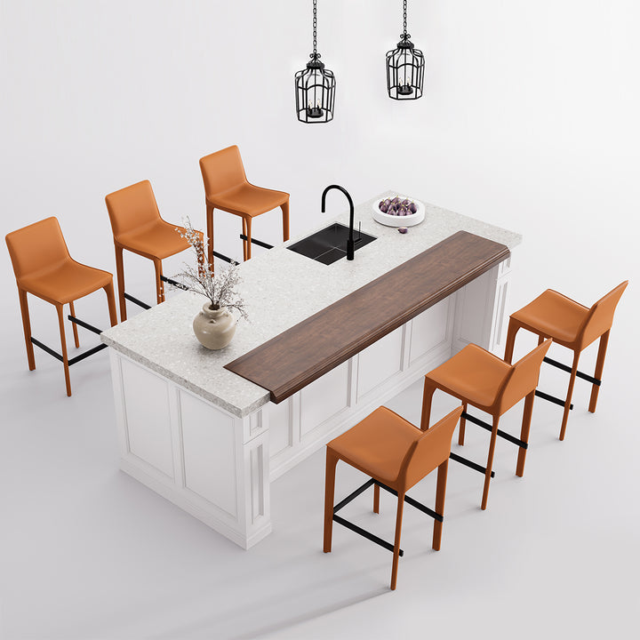 YOUNIKE Track Sadddle Leather Bar Stools