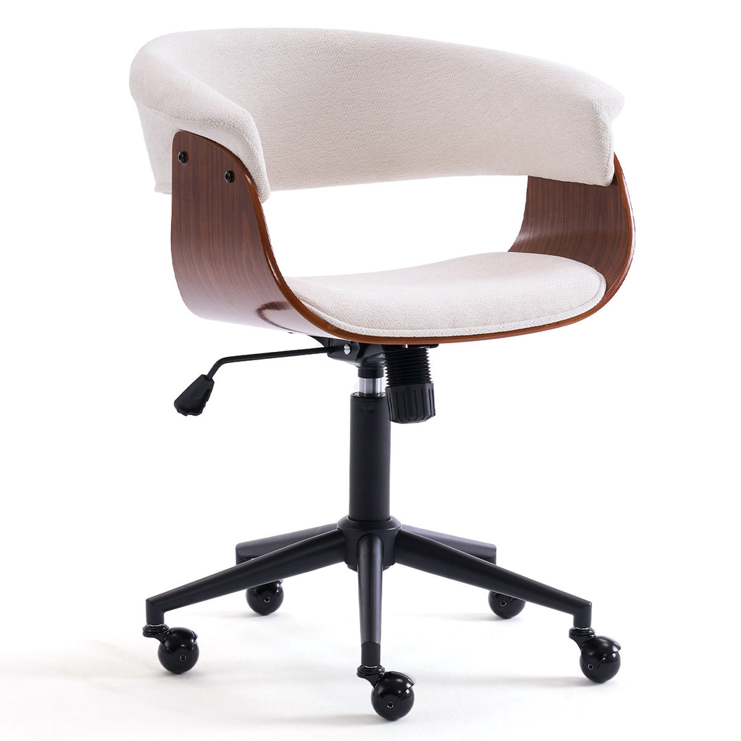 YOUNIKE Armless Office Chair Wooden Desk Chair with Curved Back