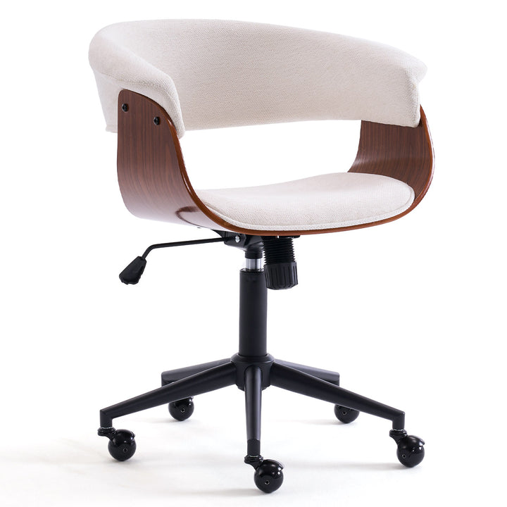 YOUNIKE Armless Office Chair Wooden Desk Chair with Curved Back