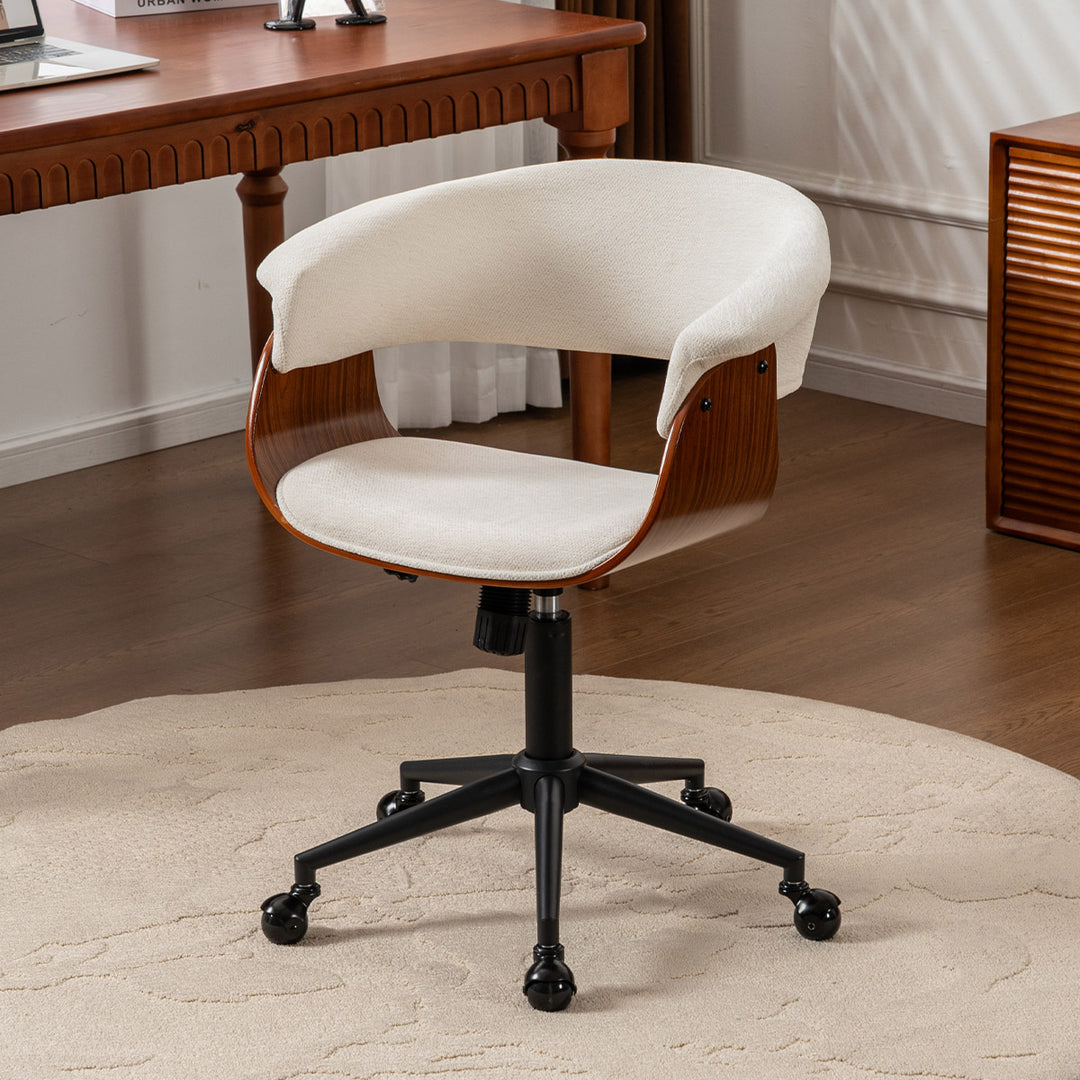 YOUNIKE Armless Office Chair Wooden Desk Chair with Curved Back