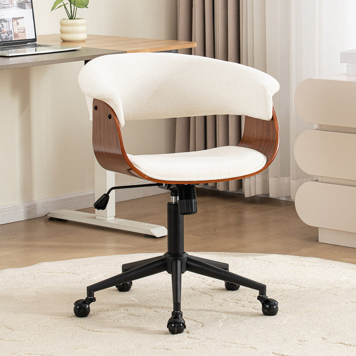 YOUNIKE Armless Office Chair Wooden Desk Chair with Curved Back