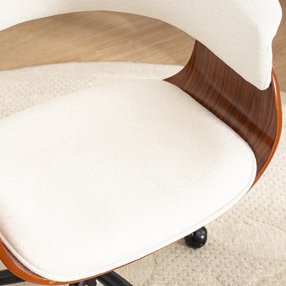 YOUNIKE Armless Office Chair Wooden Desk Chair with Curved Back