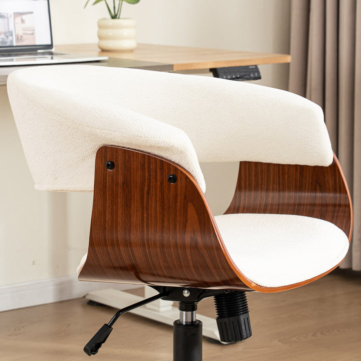 YOUNIKE Armless Office Chair Wooden Desk Chair with Curved Back