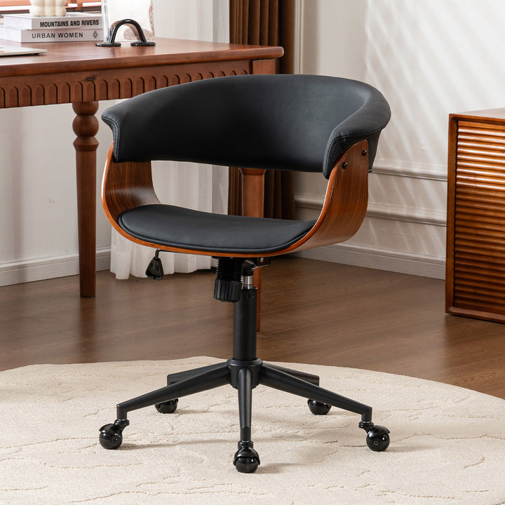 YOUNIKE Armless Office Chair Wooden Desk Chair with Curved Back