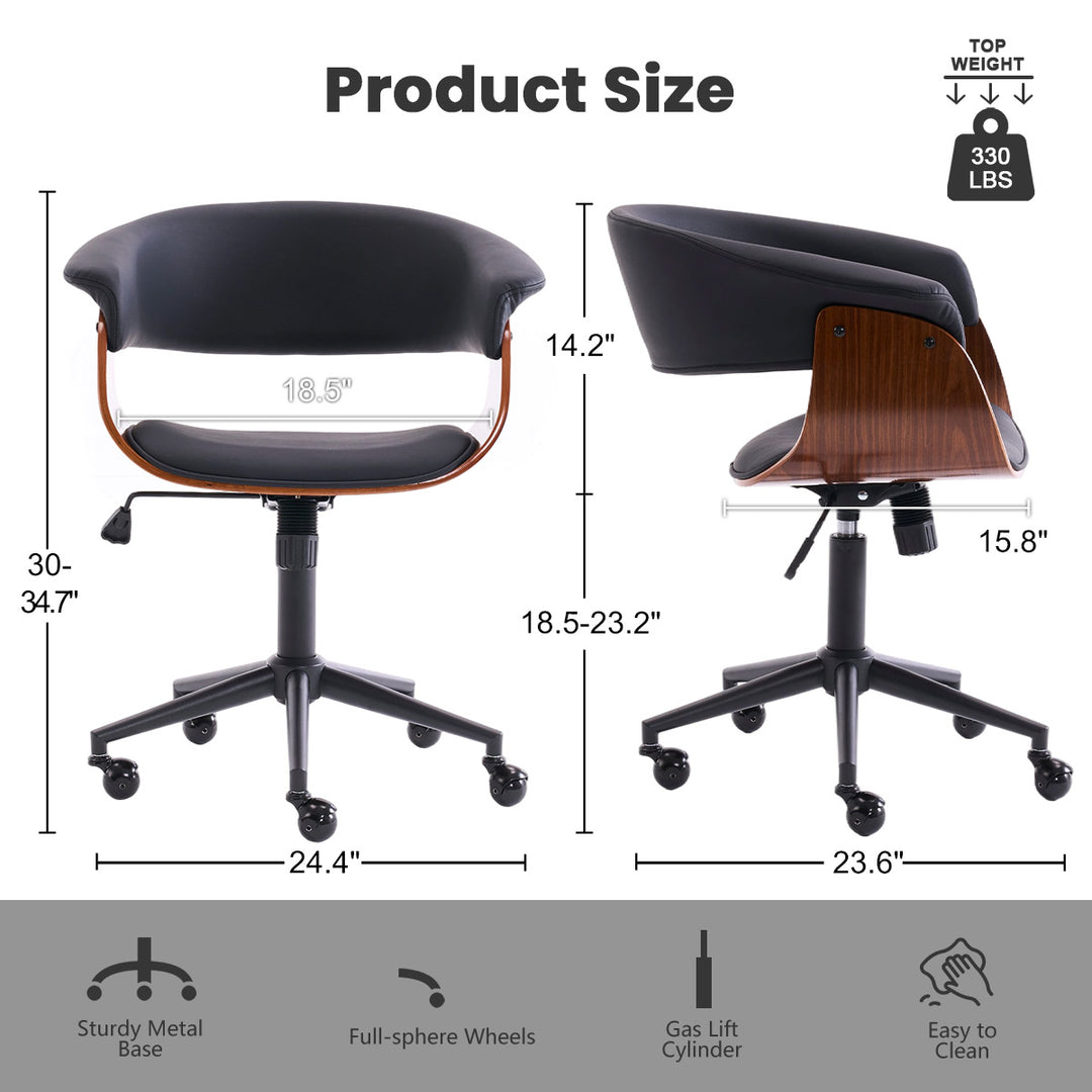 YOUNIKE Armless Office Chair Wooden Desk Chair with Curved Back