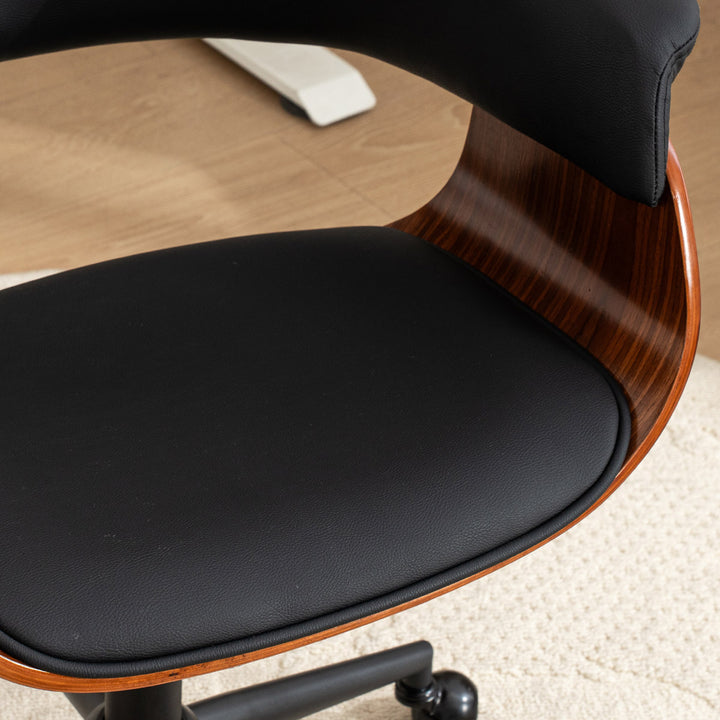 YOUNIKE Armless Office Chair Wooden Desk Chair with Curved Back