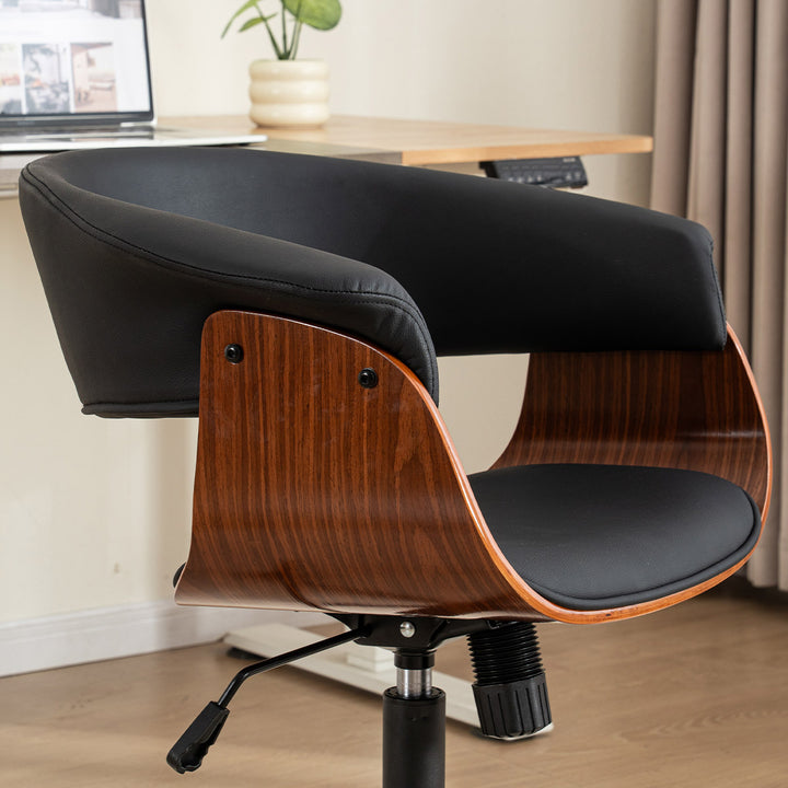 YOUNIKE Armless Office Chair Wooden Desk Chair with Curved Back