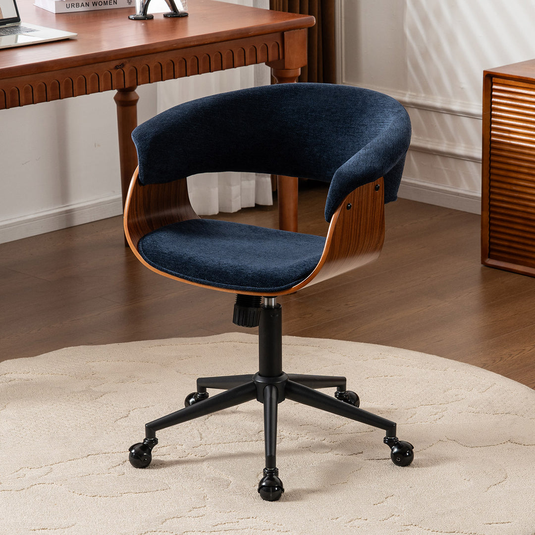 YOUNIKE Armless Office Chair Wooden Desk Chair with Curved Back
