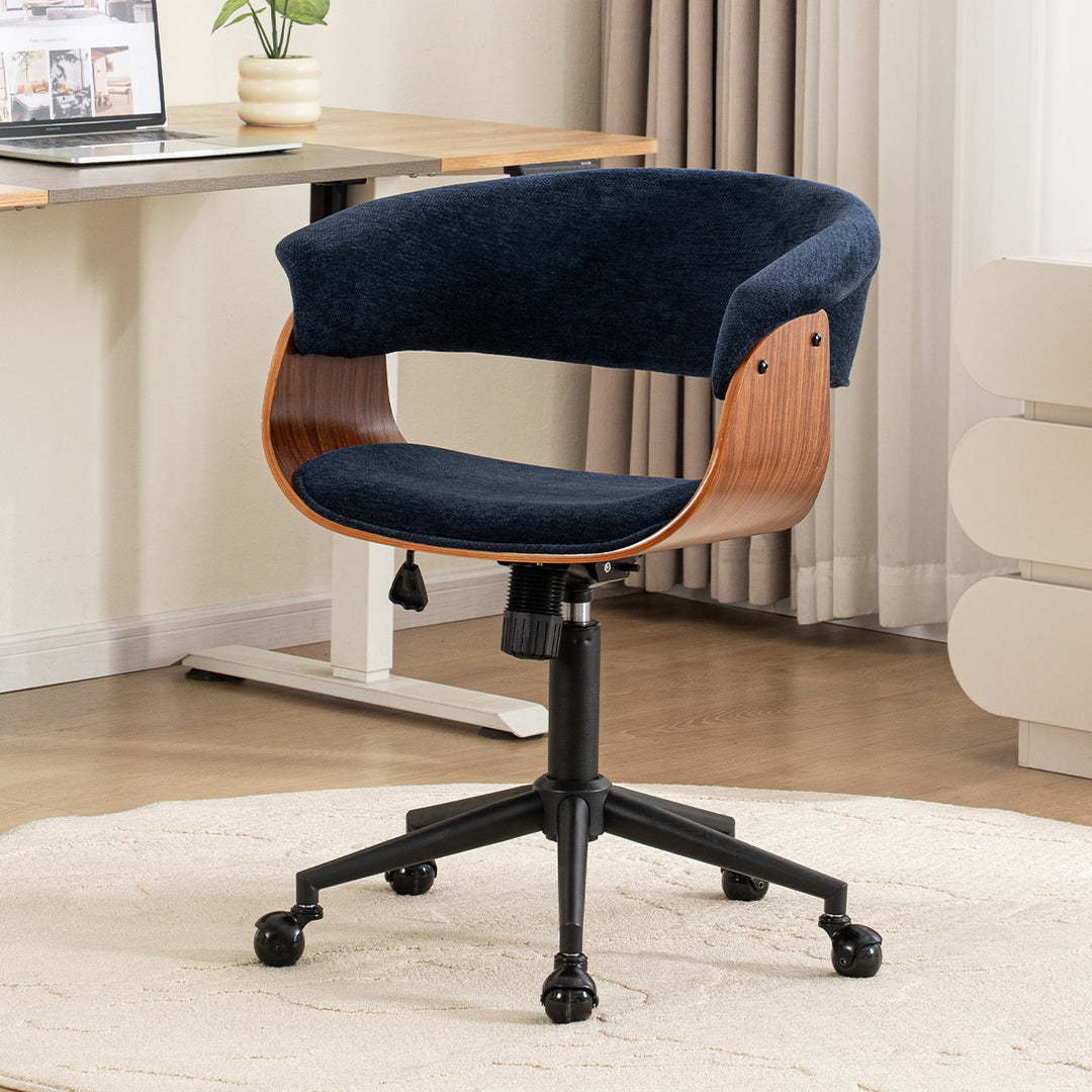 YOUNIKE Armless Office Chair Wooden Desk Chair with Curved Back