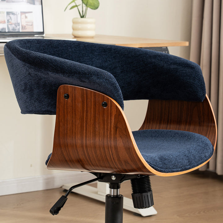 YOUNIKE Armless Office Chair Wooden Desk Chair with Curved Back