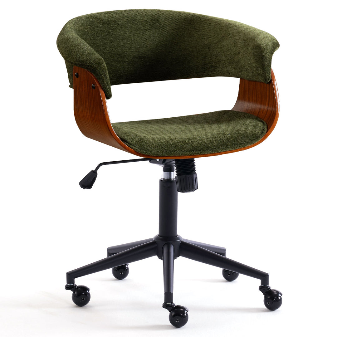 YOUNIKE Armless Office Chair Wooden Desk Chair with Curved Back