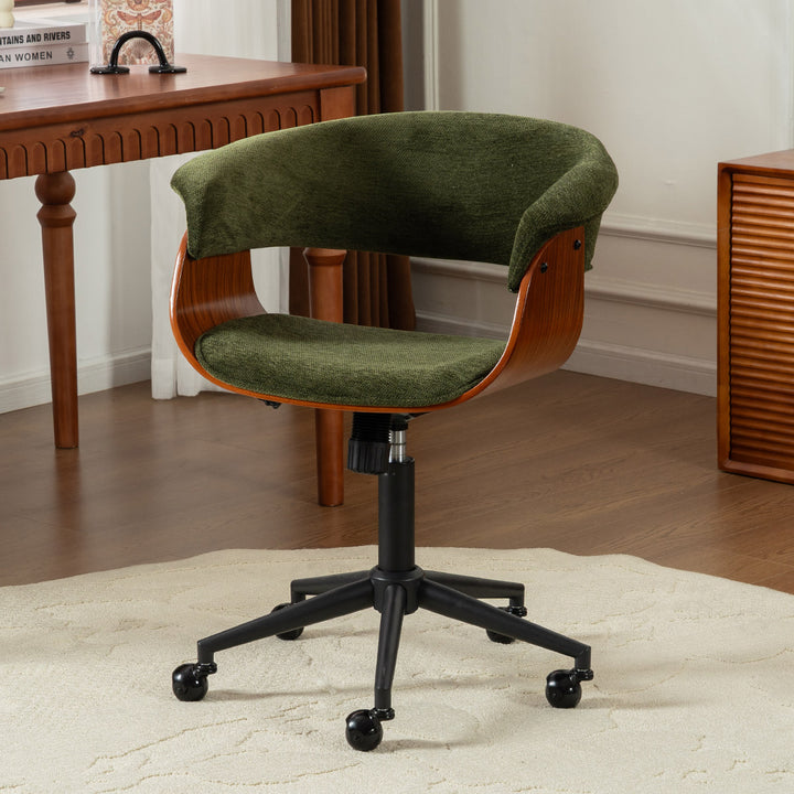 YOUNIKE Armless Office Chair Wooden Desk Chair with Curved Back