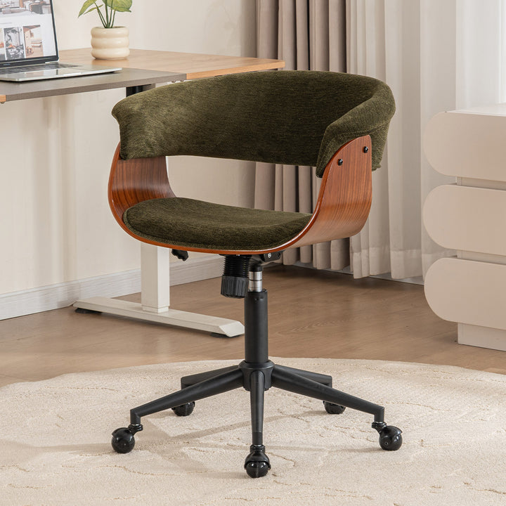 YOUNIKE Armless Office Chair Wooden Desk Chair with Curved Back