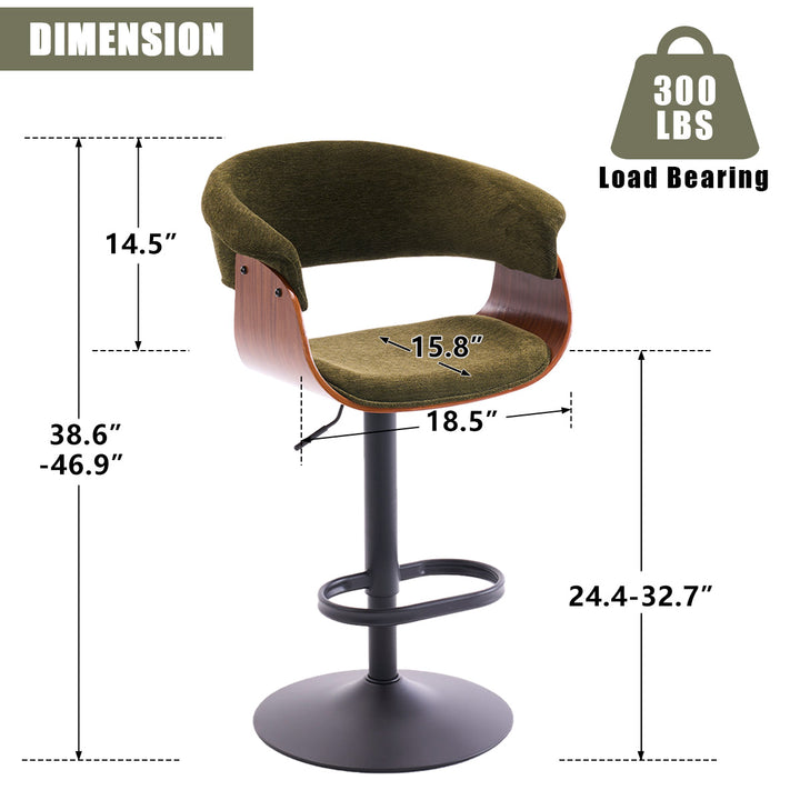 YOUNIKE Bar Stools Modern Upholstered Kitchen Island Chairs with Padded Back