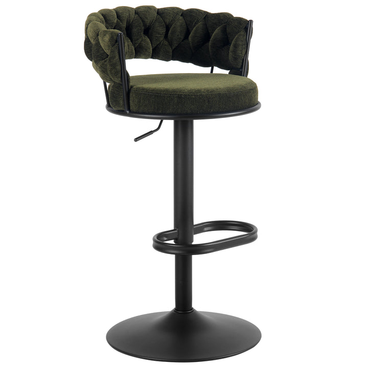 YOUNIKE Adjustable Bar Stools Upholstered Swivel Stool with Woven Back for Kitchen Island
