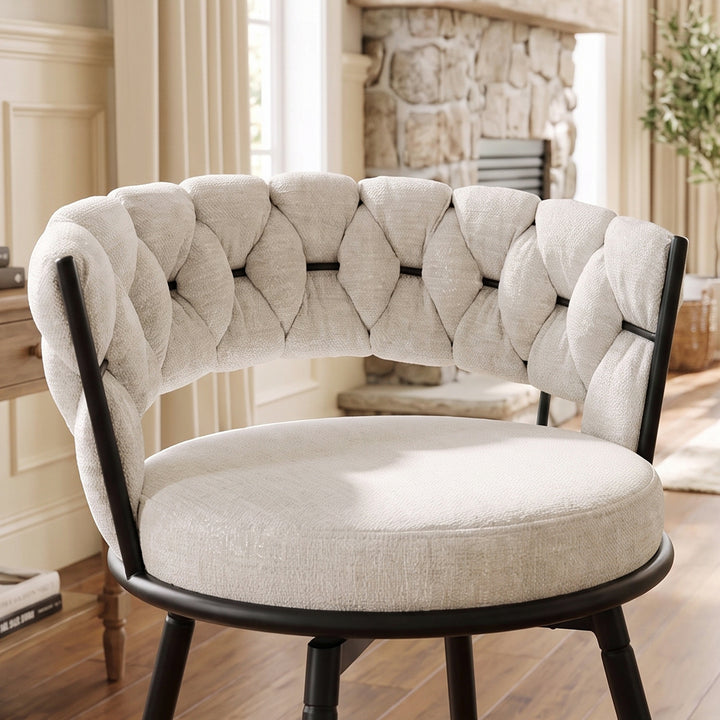 YOUNIKE Bar Stools Upholstered 360° Swivel Bar Chairs Counter Height Barstools with Woven Back