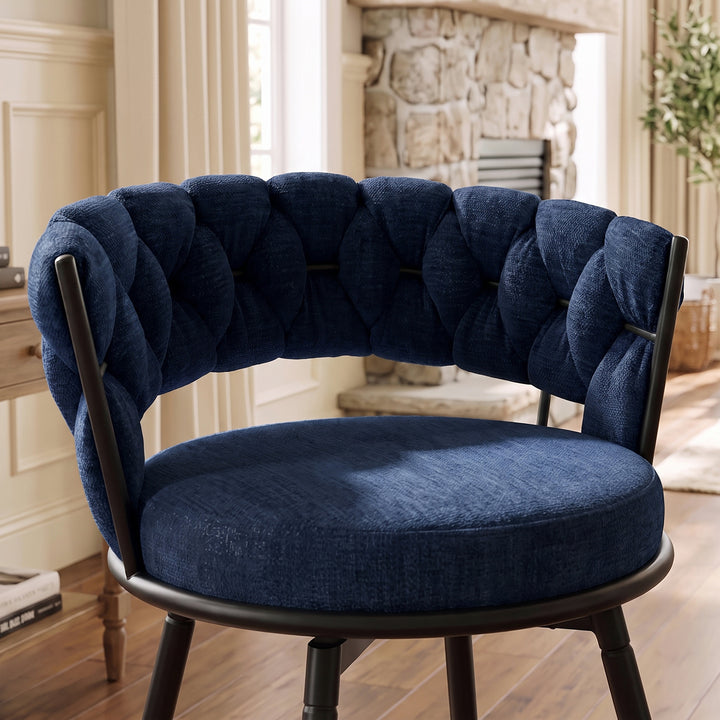 YOUNIKE Bar Stools Upholstered 360° Swivel Bar Chairs Counter Height Barstools with Woven Back