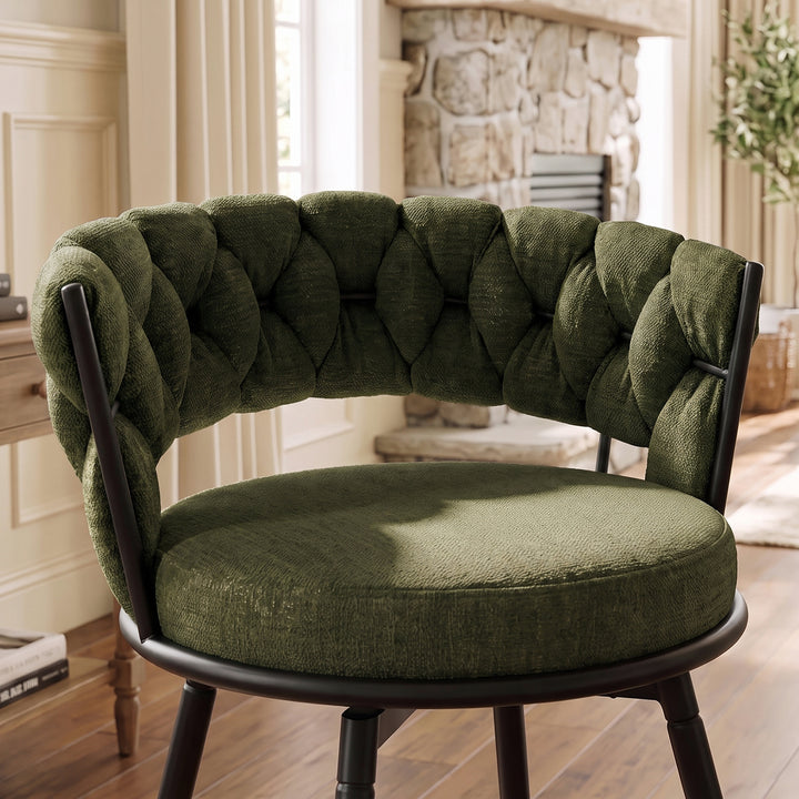 YOUNIKE Bar Stools Upholstered 360° Swivel Bar Chairs Counter Height Barstools with Woven Back