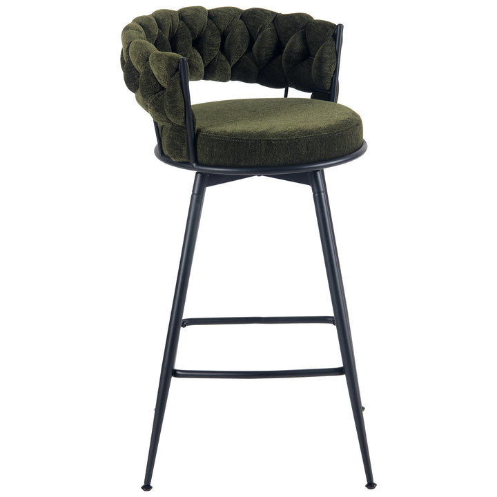 YOUNIKE Bar Stools Upholstered 360° Swivel Bar Chairs Counter Height Barstools with Woven Back