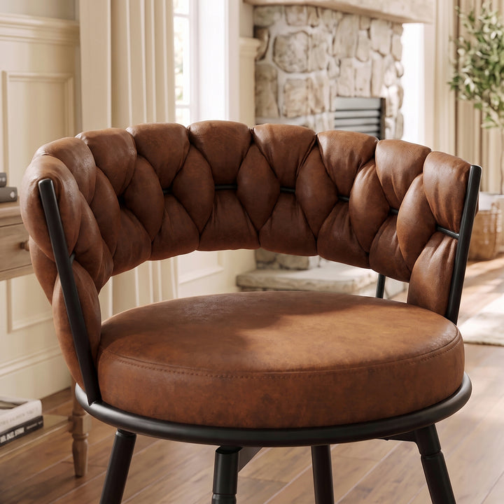 YOUNIKE Bar Stools Upholstered 360° Swivel Bar Chairs Counter Height Barstools with Woven Back