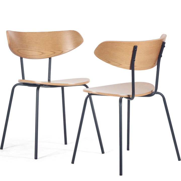 YOUNIKE Mid Century Modern Dining Chairs Set of 2 Sculpted Curved Wood Backrest