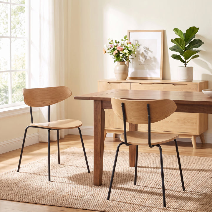 YOUNIKE Mid Century Modern Dining Chairs Set of 2 Sculpted Curved Wood Backrest
