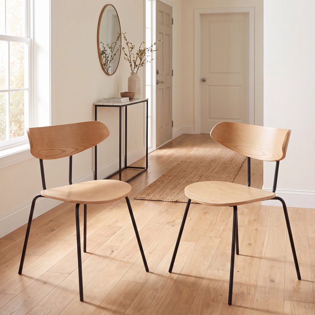 YOUNIKE Mid Century Modern Dining Chairs Set of 2 Sculpted Curved Wood Backrest