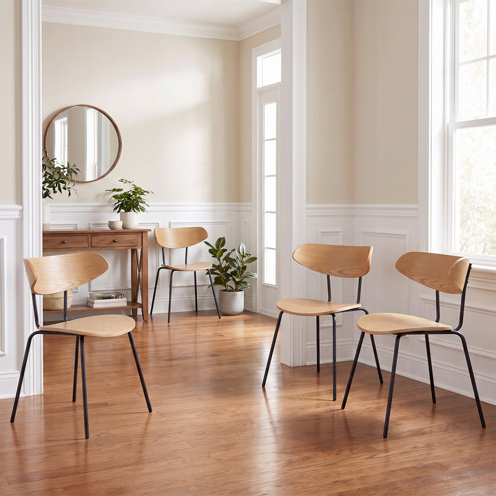 YOUNIKE Mid Century Modern Dining Chairs Set of 2 Sculpted Curved Wood Backrest