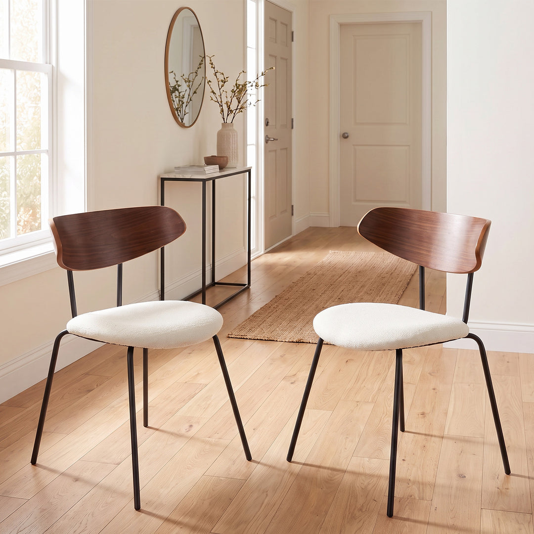 YOUNIKE Mid Century Modern Dining Chairs Set of 2 Sculpted Curved Wood Backrest