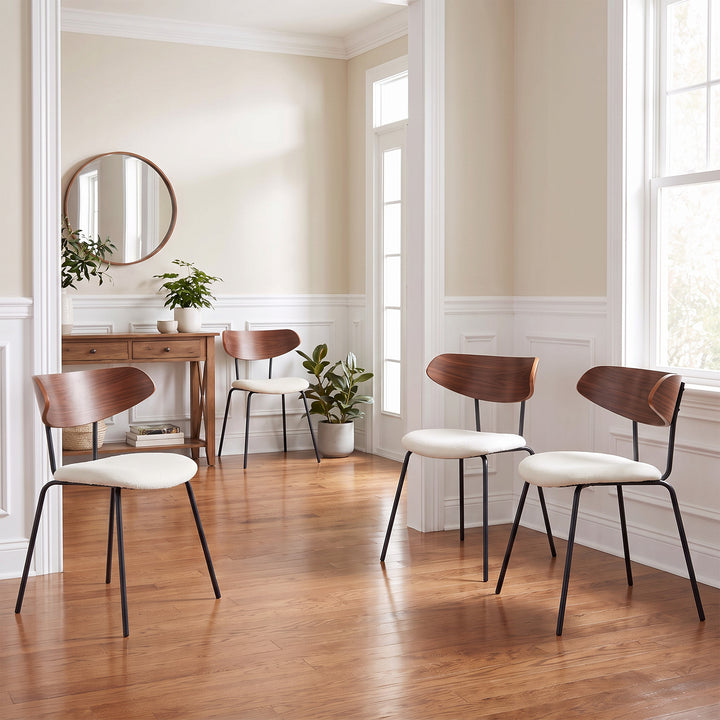 YOUNIKE Mid Century Modern Dining Chairs Set of 2 Sculpted Curved Wood Backrest