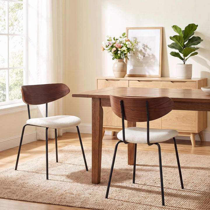 YOUNIKE Mid Century Modern Dining Chairs Set of 2 Sculpted Curved Wood Backrest