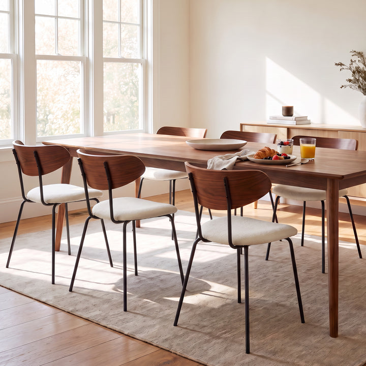 YOUNIKE Mid Century Modern Dining Chairs Set of 2 Sculpted Curved Wood Backrest